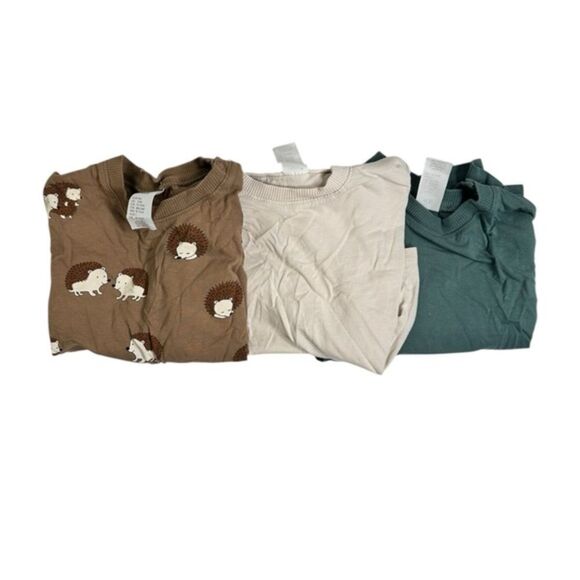 EUC H&M Baby Boy 3 Long Sleeve Tees Brown., Cream & Green Casual - Size 12M - Picture 1 of 10
